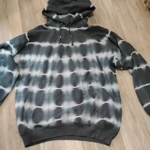 Men's Black and Gray Tie-Dye Hoodie